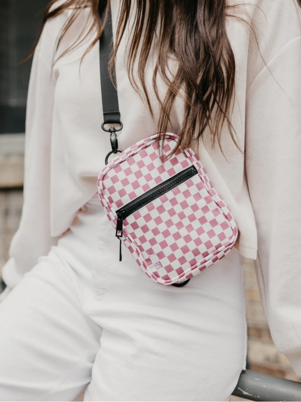 Brixley Pink Checkmate Crossbody Sling